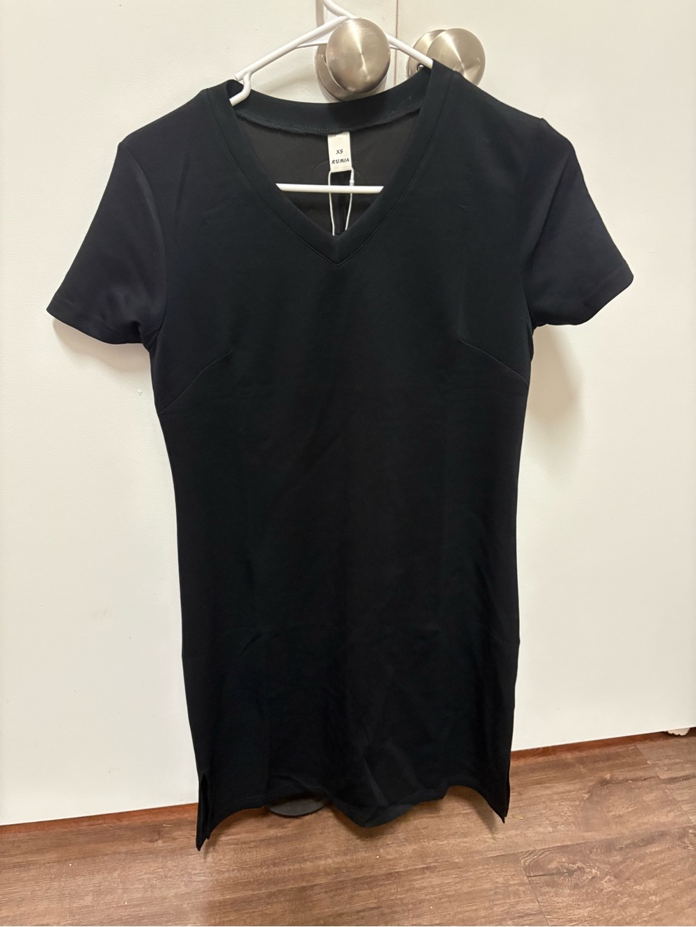Black V-Neck Short Sleeve Women's Dress